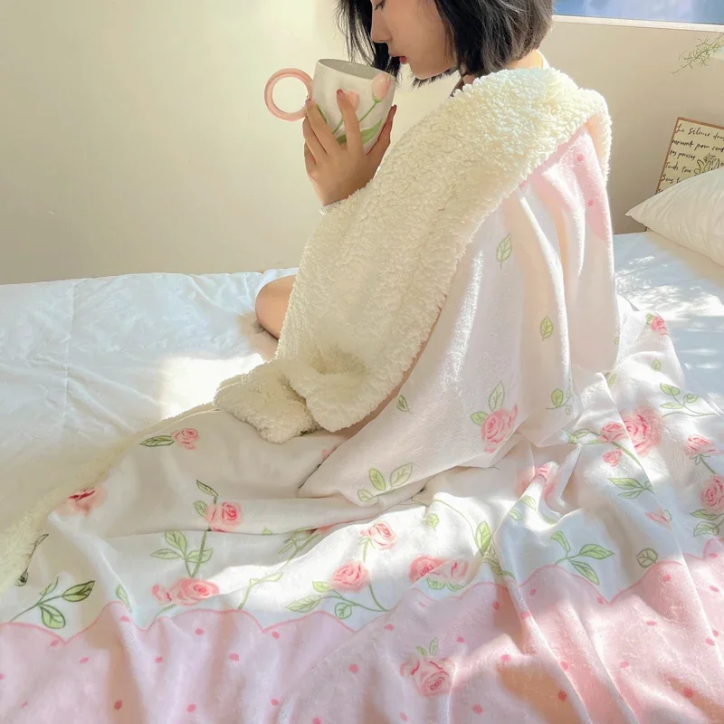 Романтическое одеяло с розовой розой теплое для спальни взрослых и детей мягкая