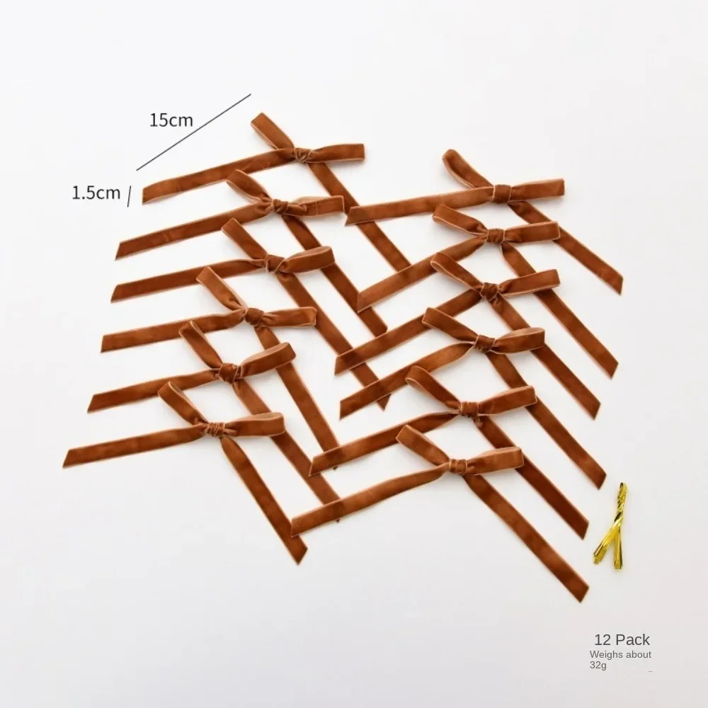 

Бархатные ленты-бантики для декора 12 шт