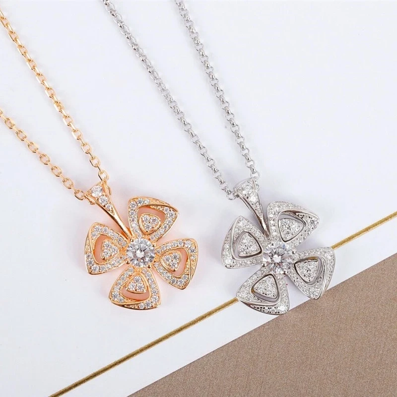 

2023 New 925 Sterling Silver Zircon Blossoming Petal Pendant Women's Necklace Charming Charm Fashion Brand Party Premium Jewelry