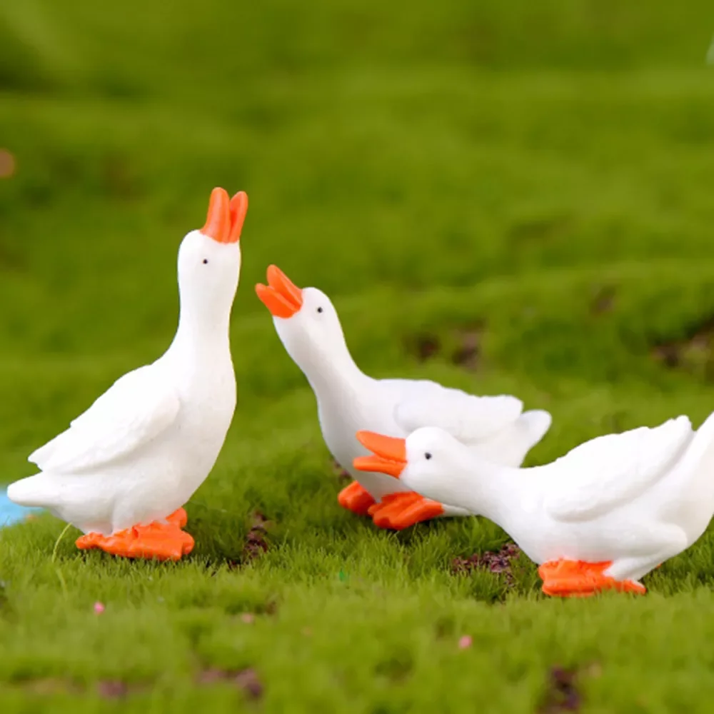 

Goose Figurine Miniatures Home Decoration Kawaii Animal Decorative Figurine Accessories Desk Garden Decor Easter Decoration