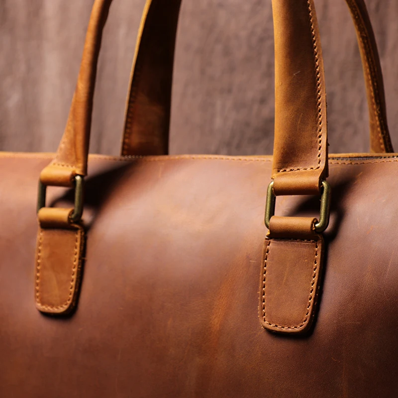 Сумка LUOKIR Мужская для компьютера саквояж из натуральной воловьей кожи в