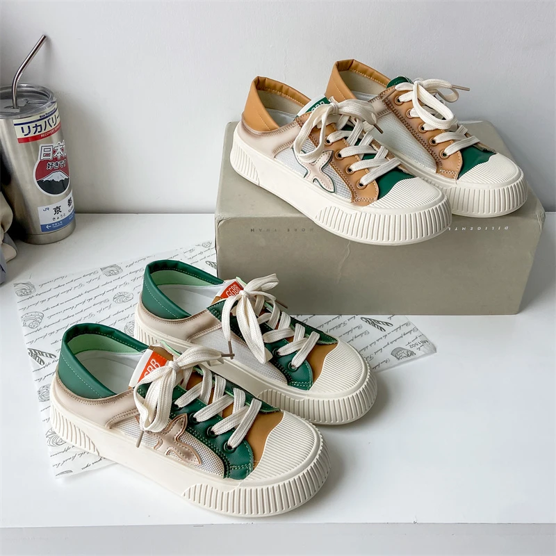 

Кроссовки женские из дышащего сетчатого материала, на платформе, на шнуровке, Вулканизированная подошва, модная обувь