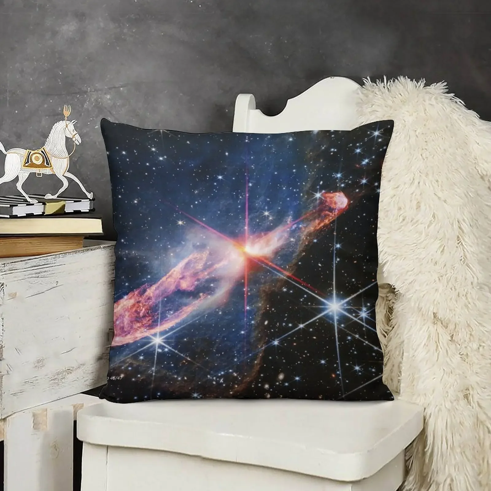Herbig-Haro 46/47 (James Webb/JWST) — космический постер декоративная подушка диванные подушки