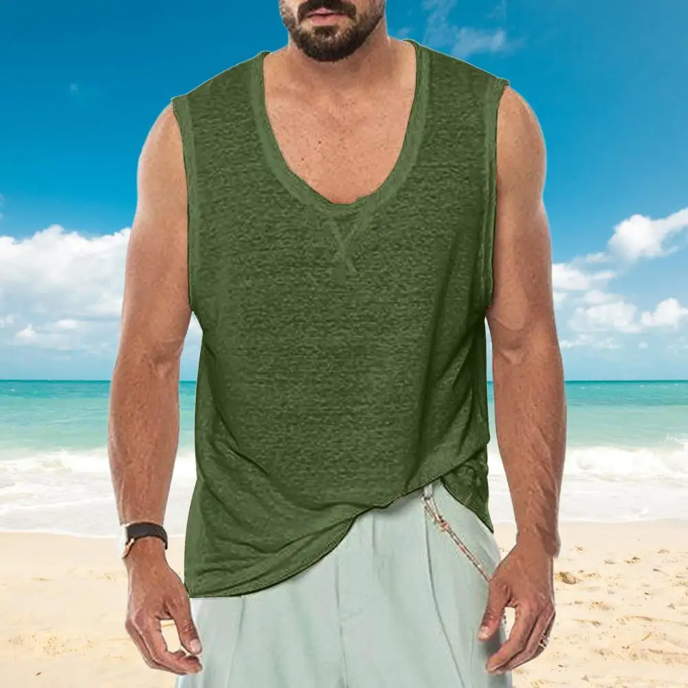 

2022 Summer Casual Men Tank Top Solid Color O Neck Quick Dry Casual Summer Top For Mens New Fashion Vest