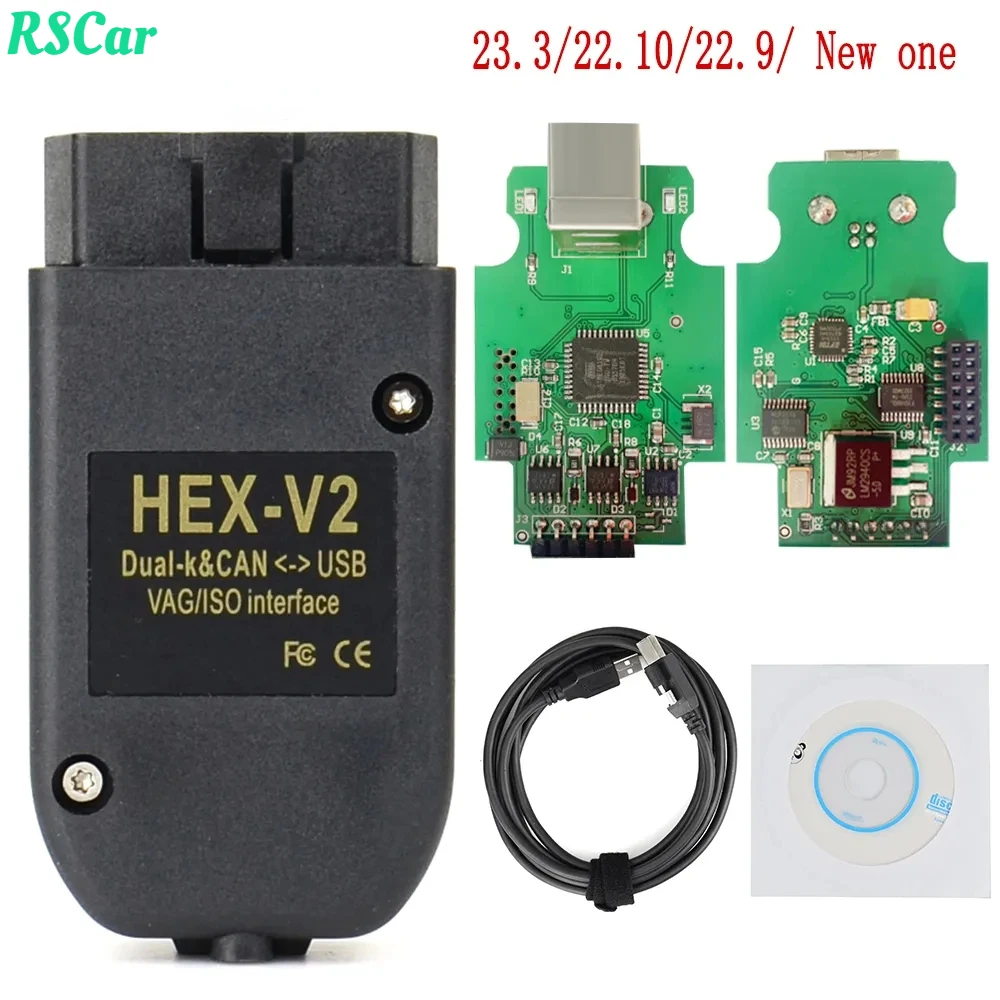 Интерфейс HEX V2 VAG 21.9V22.3.22.9 23.3 может быть оригинальным диагностическим инструментом для VW AUDI Skoda Seat ATMEGA162 многоязычный HEX V2