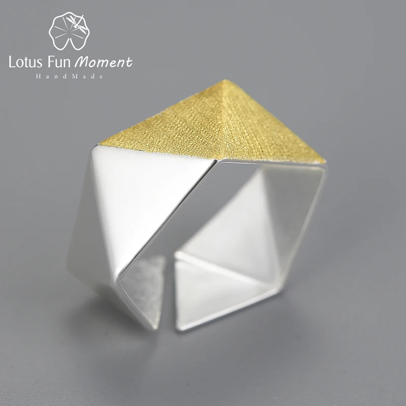 

Женское кольцо в минималистском стиле Lotus Fun, регулируемое кольцо с рисунком оригами, серебристое Ювелирное Украшение с геометрическим рисунком