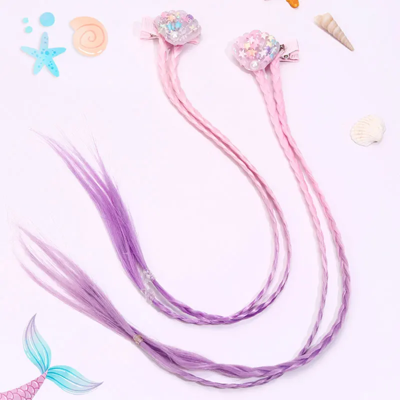 

Fashion Mermaid Hair Clips Barrettes Colorful Wig Hair Accessories Cartoon Shell Starfish Hairpin Twist Braid Headdress
