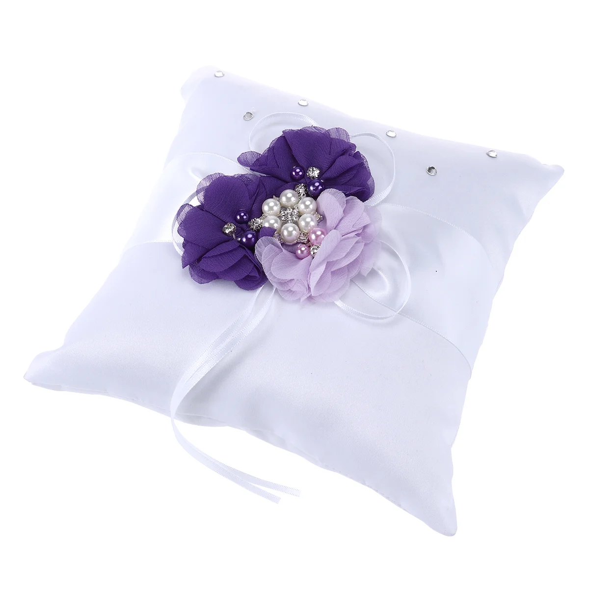 

Ring Pillow Wedding Bearer Pillows Box Ceremony Cushion Holder Flower Ribbon Barrier Pearl Bow Sign Gifts Bridal Rhinestone Gift