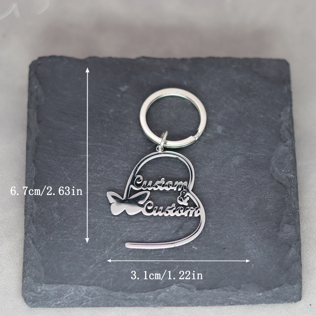 Персонализированный брелок из нержавеющей стали с двумя именами для мужчин