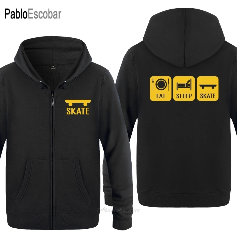 

Eat Sleep Skate Parkour Skater Funny Hoodies Men Men's Fleece Zipper Cardigans Hooded Sweatshirts
