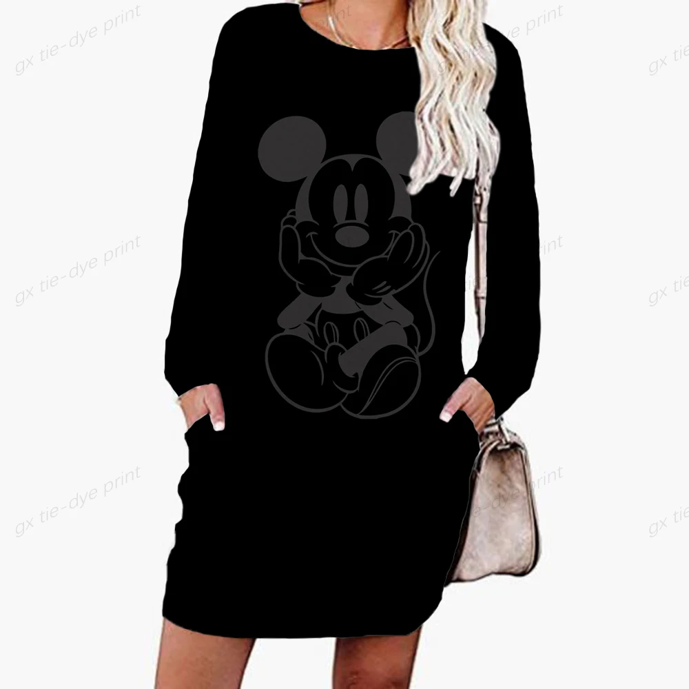 

Disney Mickey Minnie Mouse Y2k Gothic 3d Print Long Sleeve Hoodie Skirt Women's Spring And Autumn Slim Fit Top Fashion Hot Sale