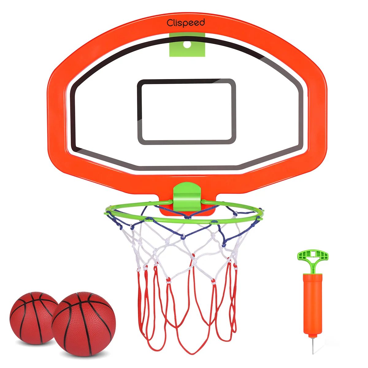 

Clispeed Kids Basketball Backboard Set Wall Mounted Basketball with Net Portable Educational Indoor