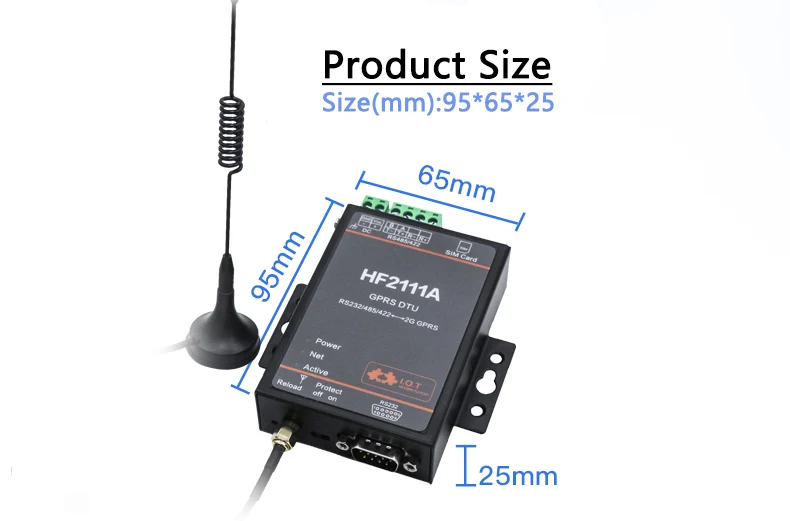 Фото Преобразователь RS485 RS422 в GPRS, последовательный сервер HF2111A №4