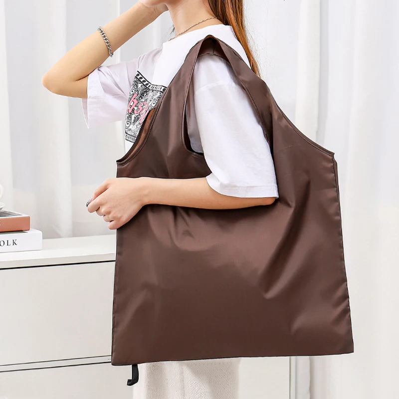 

Large Reusable Solid Color Shopping Bag Big Capacity Foldable Portable Storage Bag For Supermarket Travel Package
