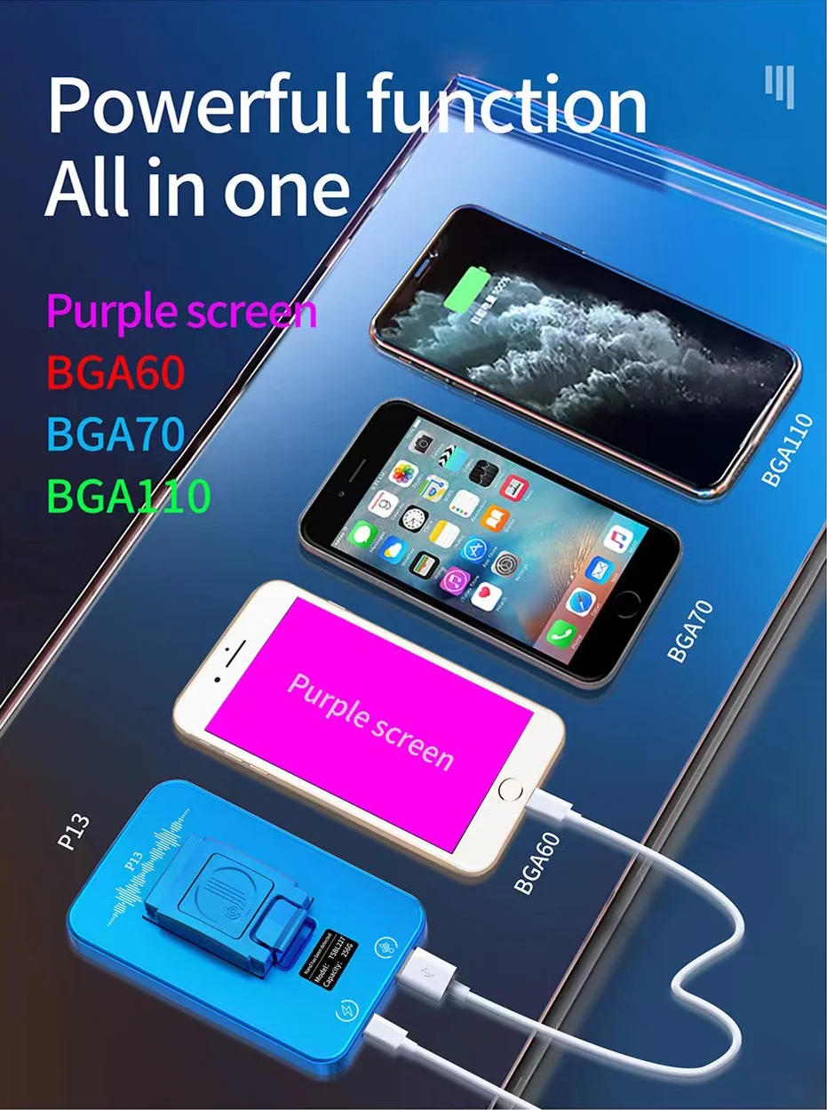 

Программатор JCID P13 BGA110 для iPhone 7 8 8P X XS 11 12 13Pro Max iPad NAND Flash для BGA110 NAND SN, модификация и запись данных