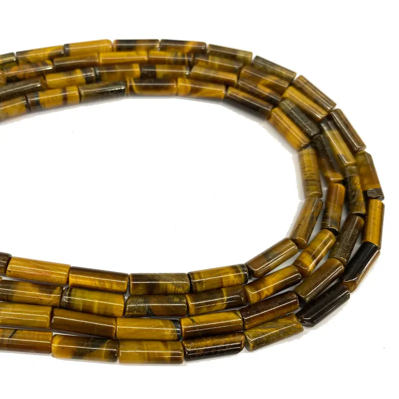 

Wholesale Cylinder Tiger Eye Round Natural Stone Spacer Beads For Jewelry Making DIY Women Bracelet Necklace Charms 4*13MM 15''