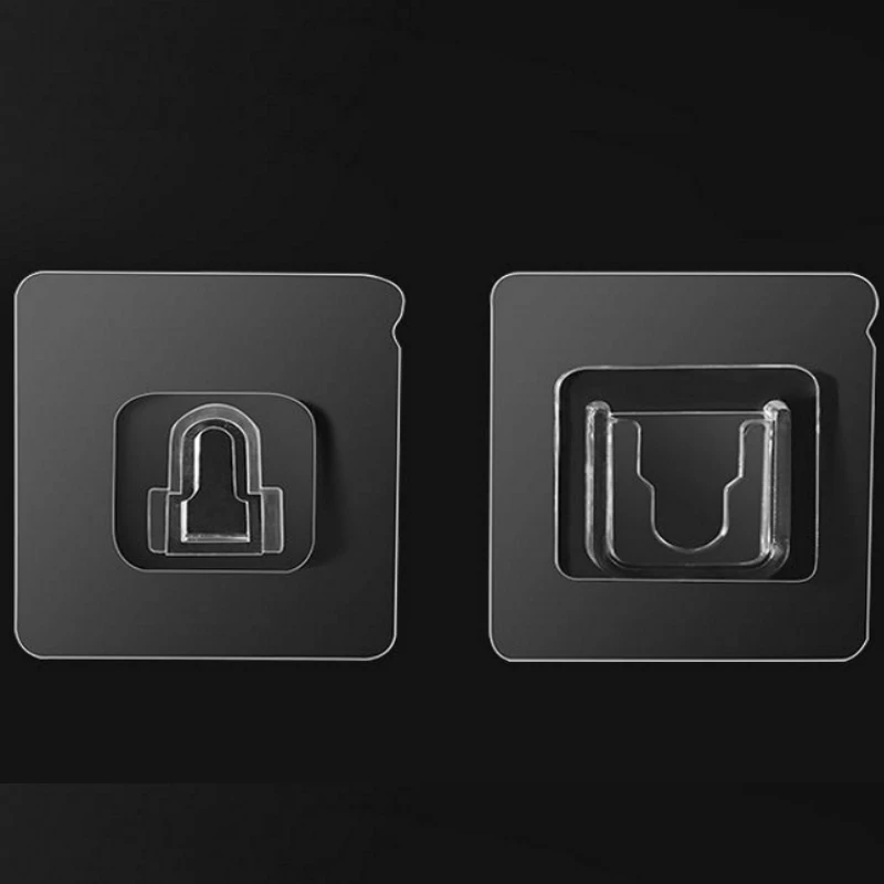 

Home Transparent Free Punching Hook Kitchen Bathroom Living Room Strong Sticky Square Buckle Hooks Kitchen Gadgets Wall Hooks