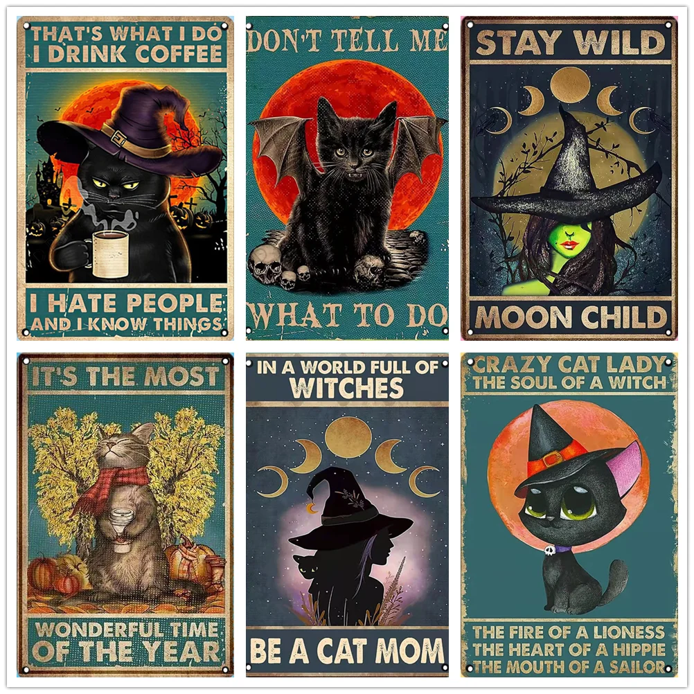 

Винтажная жестяная плита для Хэллоуина, скрытая вручную, в стиле ретро