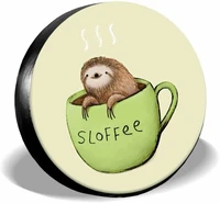 adorable sloth and coffee spare tire coveruv sun protectors wheel cover animal in cup tire cover universal fit