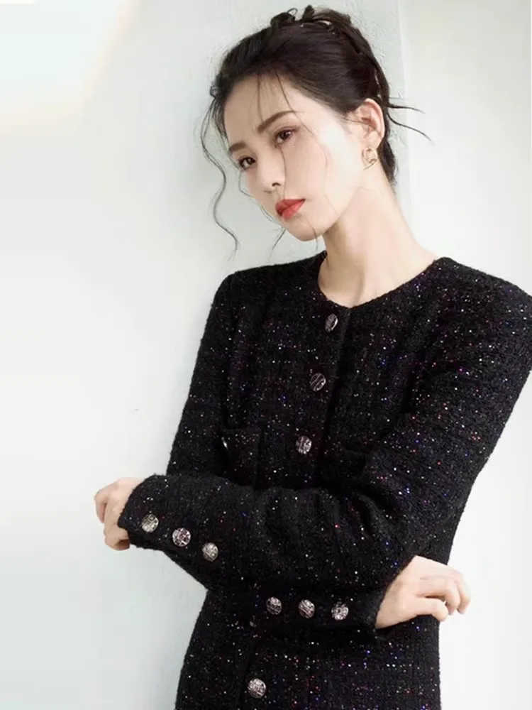 Liu Shishi Same Sle as Stars осенне-зимняя новая женская одежда изящное французское платье