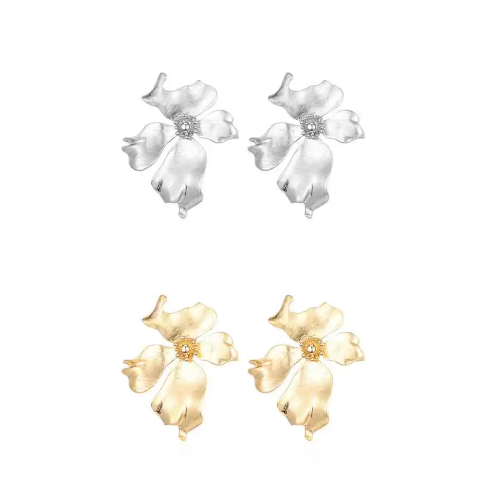 

Shineland New Punk Big Flower Metal Stud Earrings For Women Statement Vintage Brincos Oorbellen Jewelry Accessories Party Gift