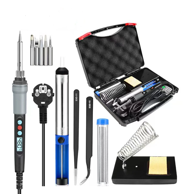

Electric Soldering Iron Kit Adjustable Temperature 110/220V 60/90W LCD Display Solder Welding Tools Soldering Tips Repair Tools