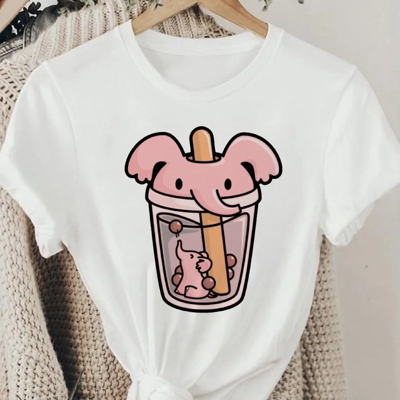 

2022 Print T Shirt Women cup elephant Graphics Harajuku Kawaii Fashion T-shirt Graphic Cute Cartoon Tshirt Korean Top Tees femme