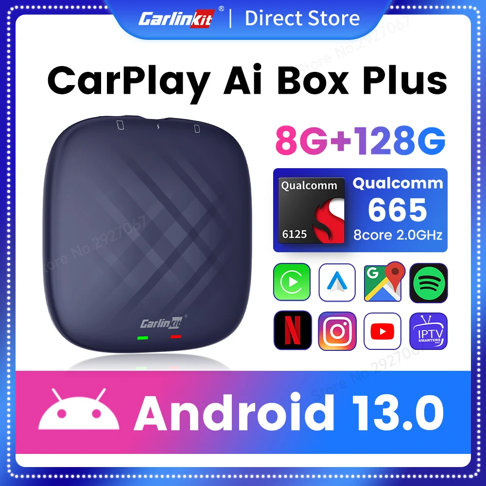 

CarlinKit CarPlay Ai Box Android 13 QCM6125 8G+128G Wireless Apple Car Play Android Auto TV Box Netflix Iptv Streaming Box 4GLTE