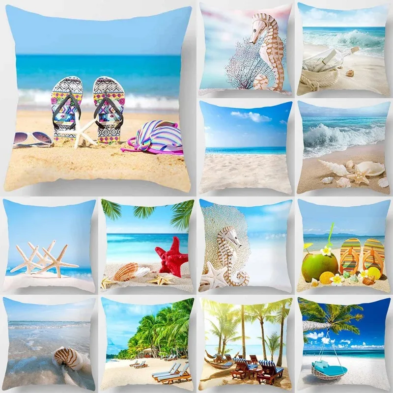 Наволочка для подушки с тропическим пляжным пейзажем украшение дома гостиной