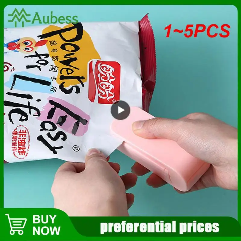 

1~5PCS Mini Heat Bag Sealing Machine Package Sealer Bags Thermal Plastic Food Bag Closure Portable Sealer Packing Kitchen