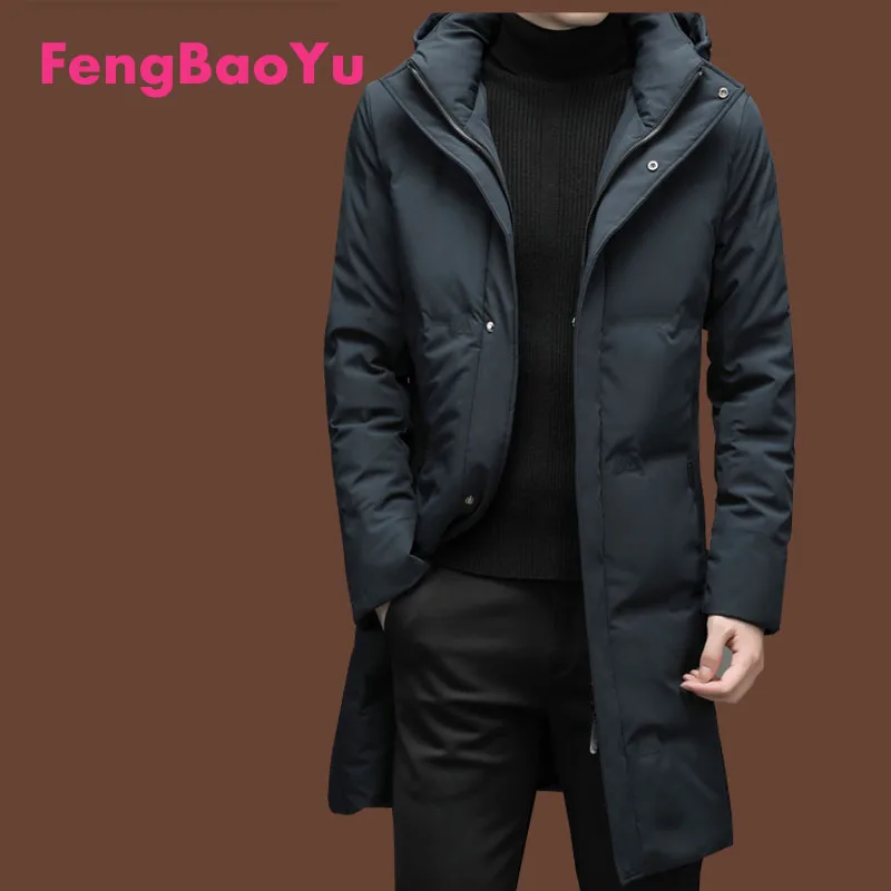 

Мужской зимний длинный пуховик с капюшоном Fengbaoyu