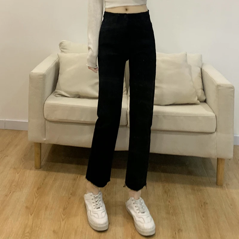 

N4432 The new high-waisted slim-fit all-match straight-pipe nine-point pants jeans