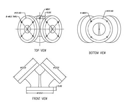 Адаптер для двойного коллектора двух болтовых драйверов 1 5 или 4 дюйма на 2