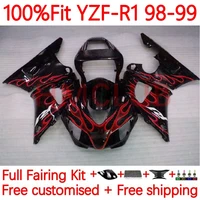oem body for yamaha yzf1000 yzf r1 r 1 1000 yzf r1 yzf 1000 yzfr1 1998 1999 1000cc 98 99 injection fairing red flames 99no 53