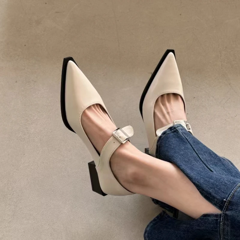 

2023 new Ladies Shoes basic Lace up Women's High heels Square heel Pointed Toe pumps solid color shoes women heels women