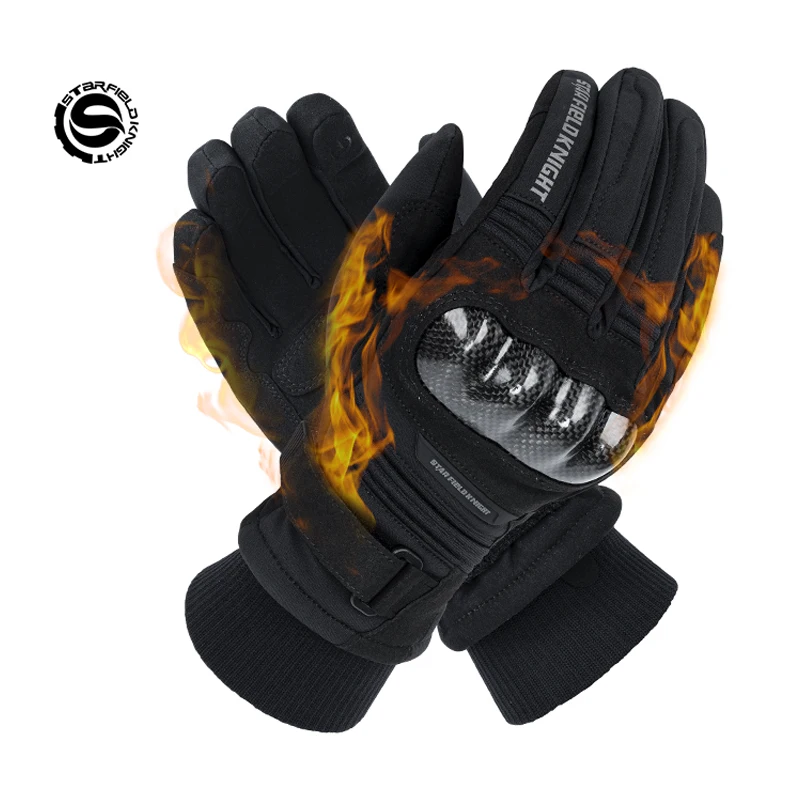 SFK Leather Motorcycle Gloves Carbon Fiber Waterproof  Guantes Moto Racing Luvas Hard Shell Knuckle Protection  Motorbike Riding