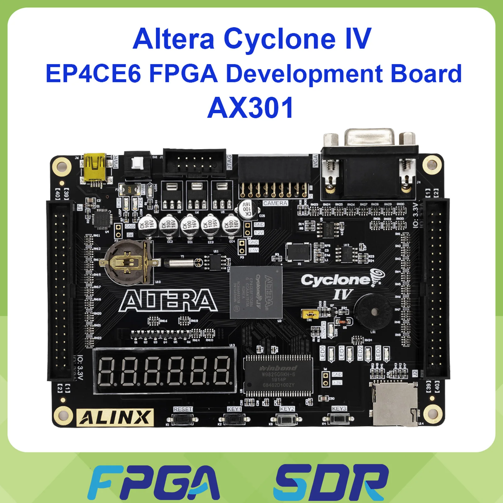 Фото Плата разработки FPGA ALINX AX301 CYCLONE IV EP4CE6 AX301B AX4010 EP4CE6F17C8 EP4CE №1
