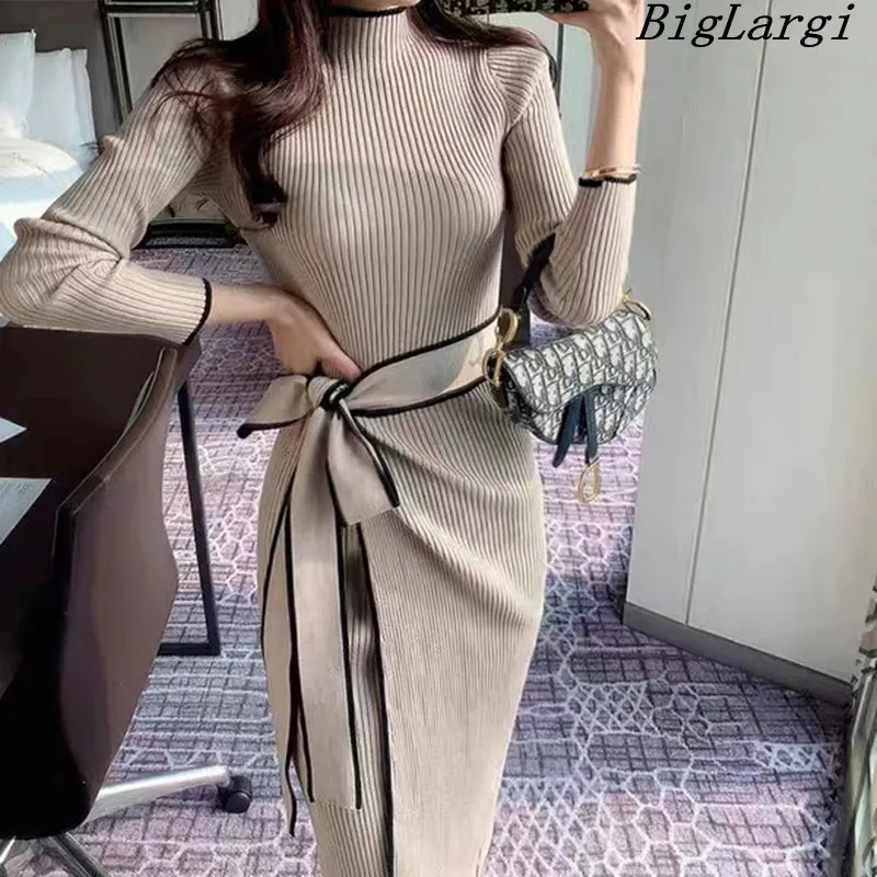 

Винтажное элегантное вязаное платье-пуловер, шикарное женское платье во французском стиле, повседневное женское облегающее платье со шнуровкой