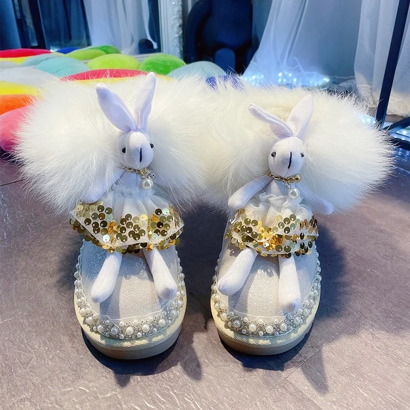 

Зимние белые ботинки, тонкие Нескользящие теплые зимние ботинки для родителей и детей, хлопковая обувь, Симпатичные короткие ботинки из воловьей кожи, большие размеры 35-40