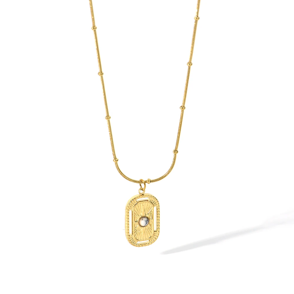rivca 2022 New Vintage Necklaces for Women Moon Star Rhinestones Geometric Womens Pendant Necklace Stainless Steel Jewelry