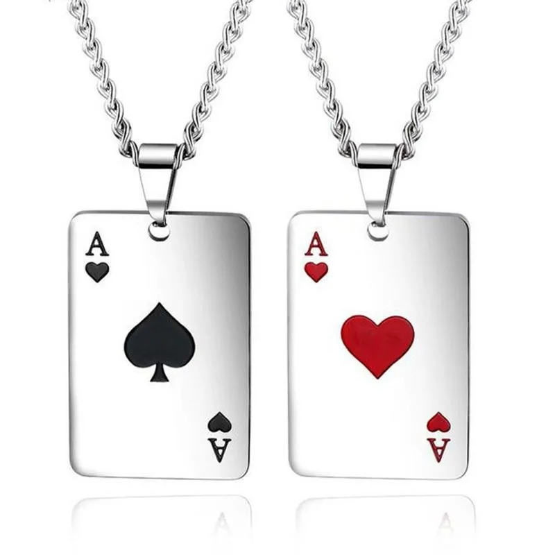 

Men's Neck Hip Hop Poker Pendant Accessory Fashion Necklace Trend Stainless Steel Jewelry Chains For Cool Boys Grils Gifts