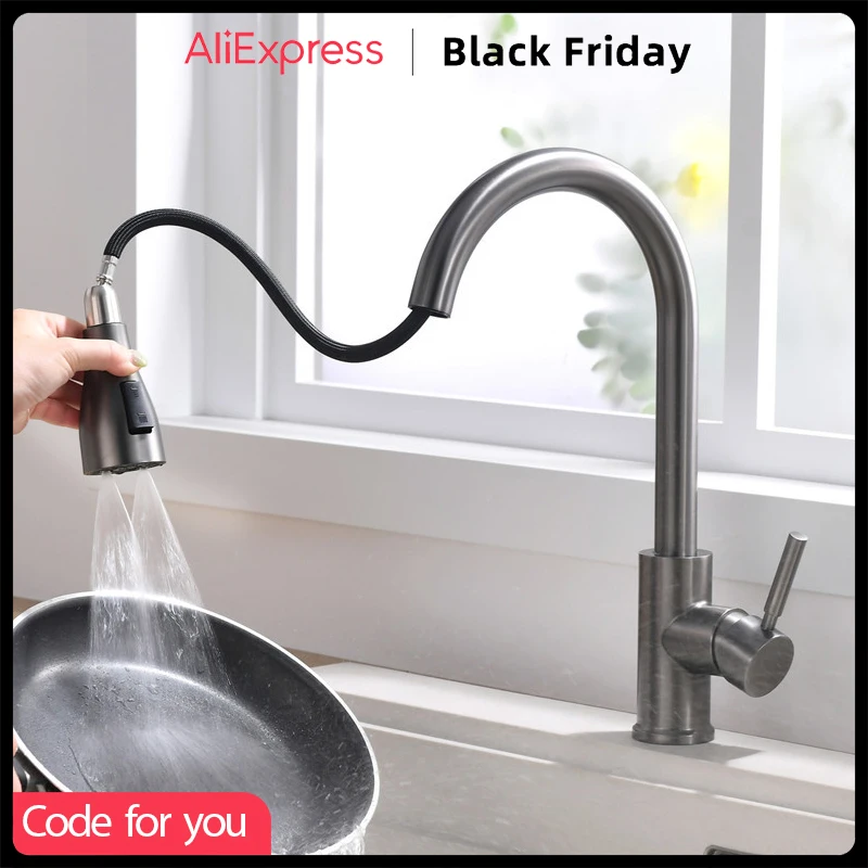 S Single Hole Pull Out Spout Kitchen Sink Mixer Tap Stream S