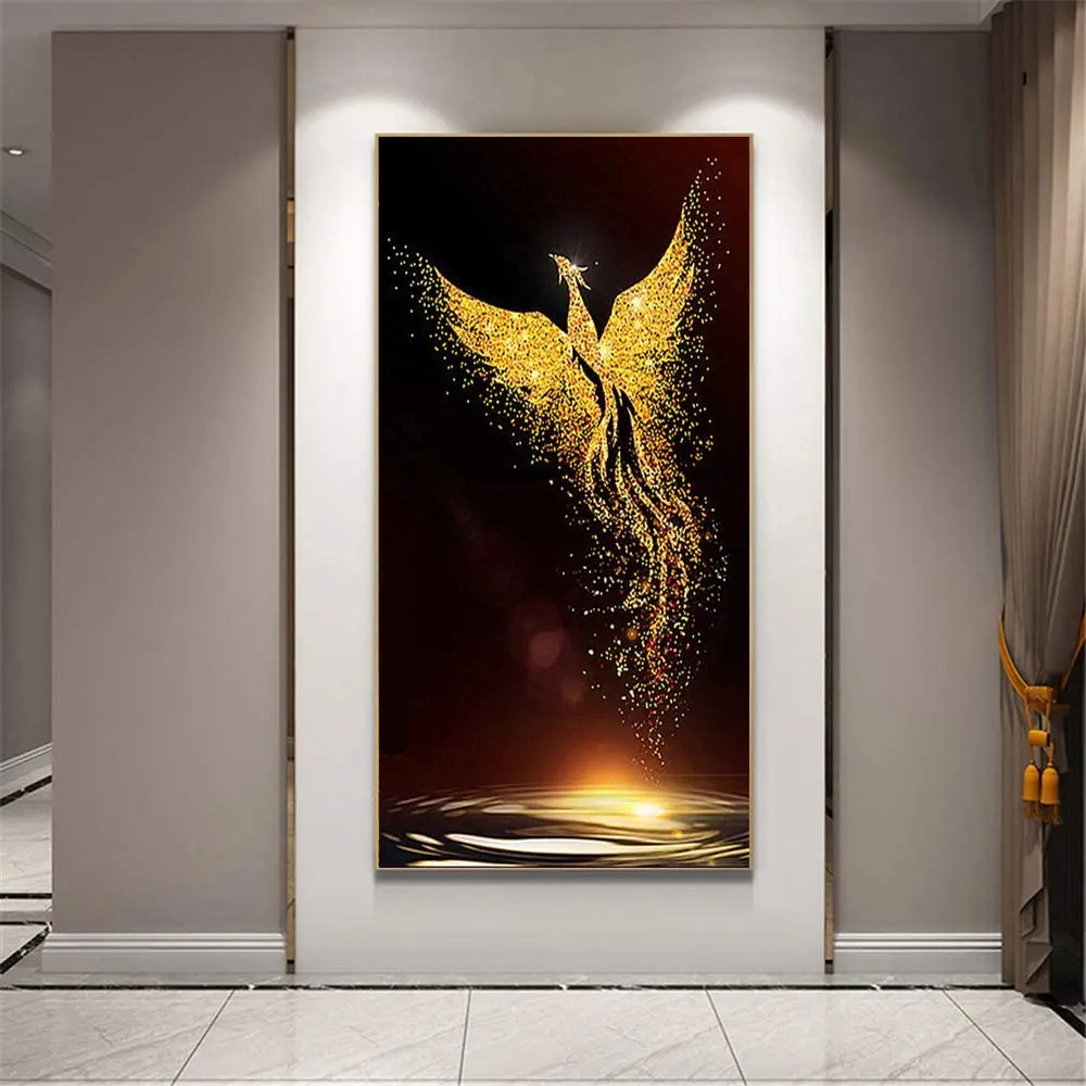 

Diamond Painting Full Drill Golden Phoenix Picture Diamond Embroidery Cross Stitch Kit Diamond Mosaic Craft Home Decor Gift