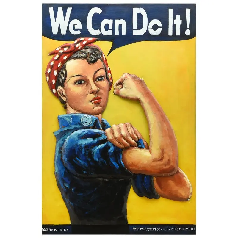 

We can do it! Hand Painted 3D Metal Wall Art, 48" x 32" x 2.8", Ready to Hang