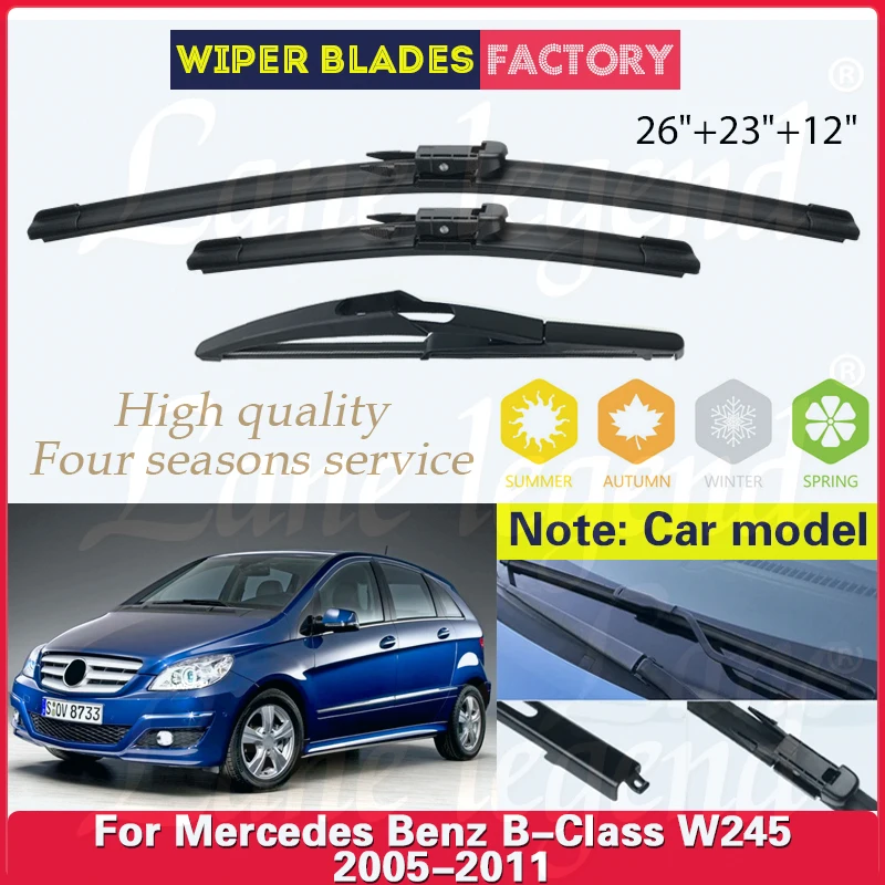 

Для Mercedes Benz B Class W245 2005-2011 26 "+ 23" + 12 "передние и задние щетки стеклоочистителя лобовое стекло резак аксессуары