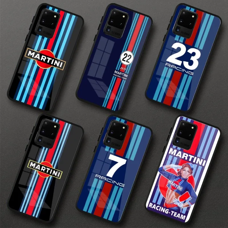 

Martini Racing Stripe чехол для телефона для Samung S23 S22 S21 Pro Ultra A13 A33 A53 NOTE 20 PC Glass Cover Funda Shell