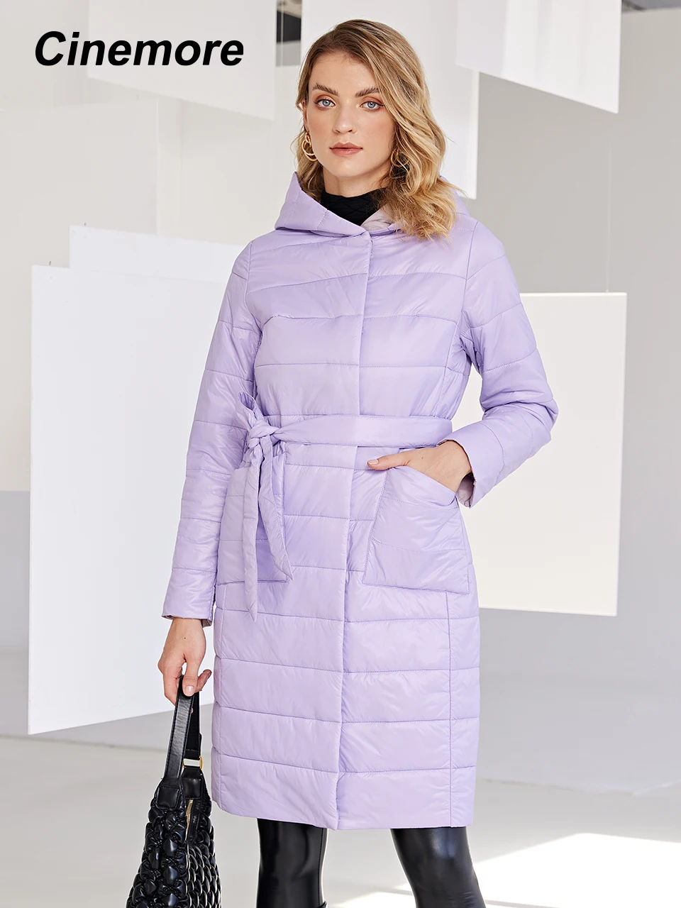 

Cinemore 2022 Autumn Winter New Coat women thin cotton long coat hooded warm casual loose Fashion elegant coat woman c920-1