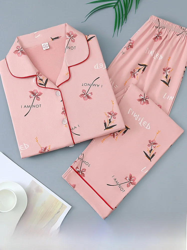 Пижамы из чистого хлопка Женские весенне-осенние комплекты домашней одежды с