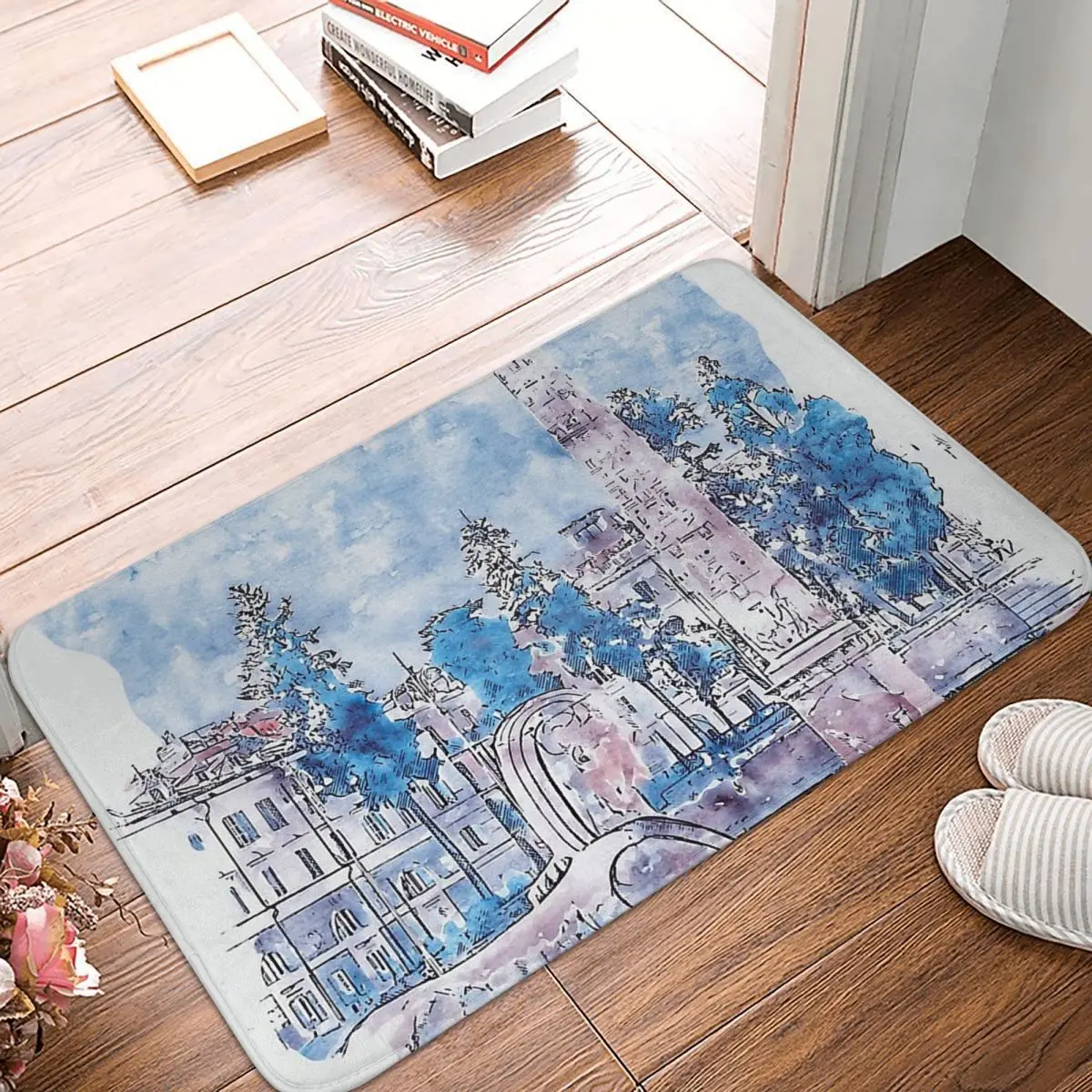 

Ancient Rome Non-slip Doormat Living Room Mat Piazza Del Popolo Floor Carpet Welcome Rug Indoor Decor