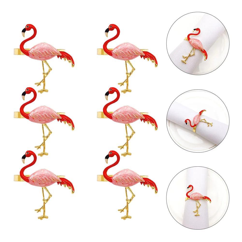 

6 Pcs Serviette Rings Nativity Ornaments Flamingo Holder Summer Decor Flamingo Napkin Buckle Metal Wedding Napkin Buckle